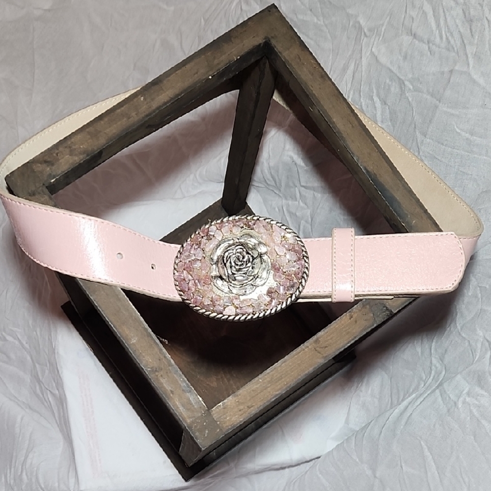Leatherock Pink and Silver Floral Belt